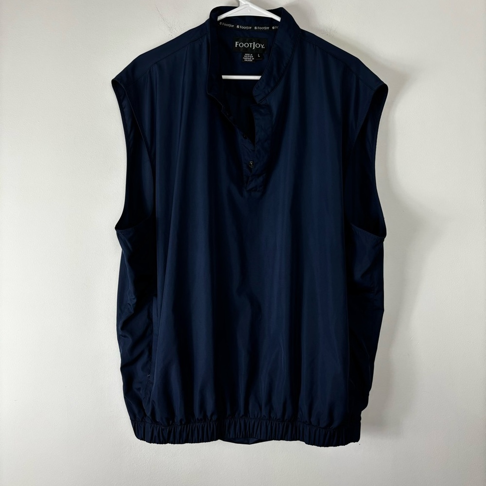 Foot Joy Gulf Vest Mens L Navy Blue Windbreaker 1/4 Snap Sport Preppy Casual